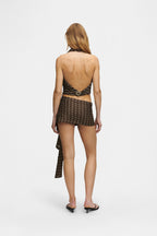 Brown Gold Knit Scarf Set / Top