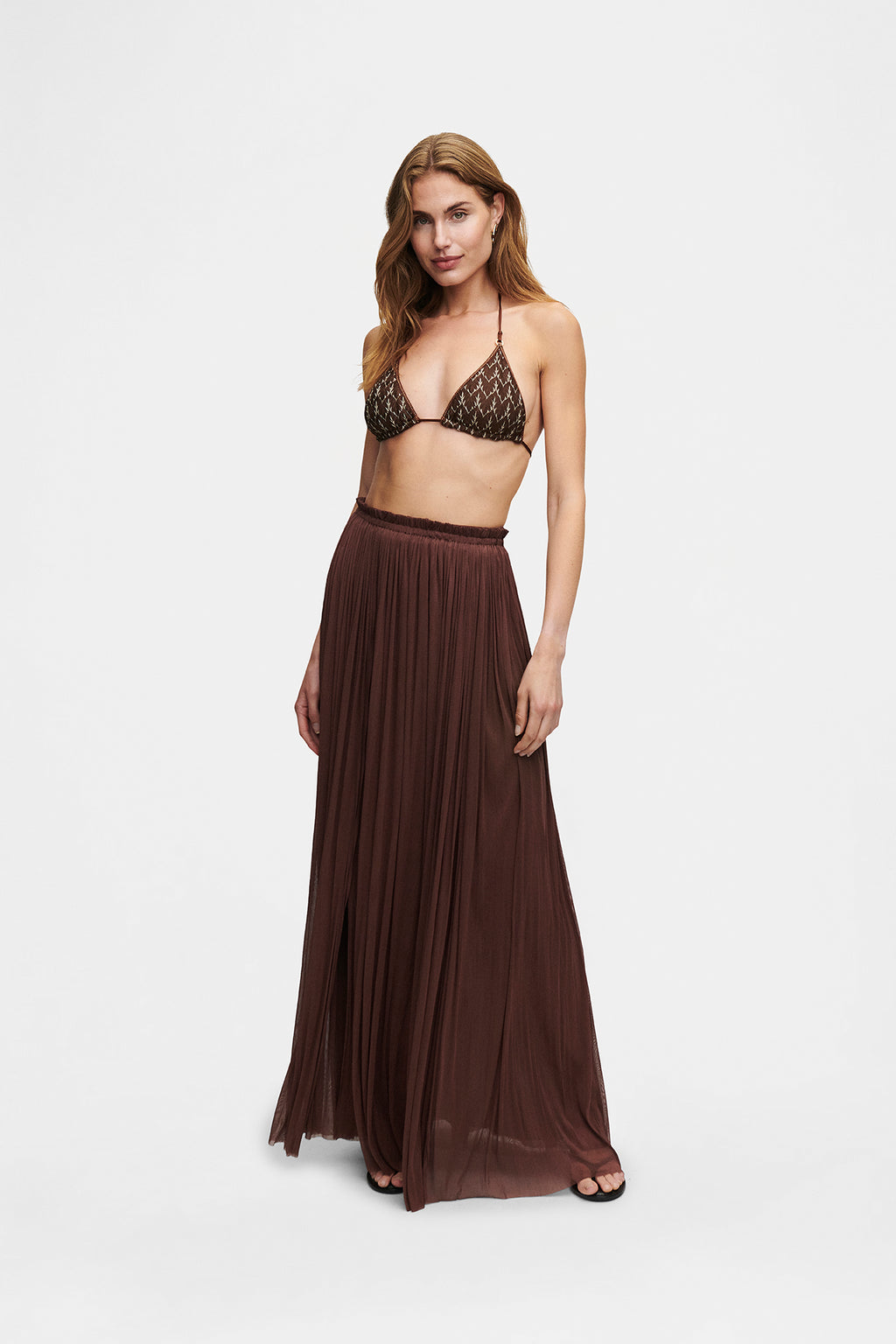 Brown Gold Knit Triangle Bikini