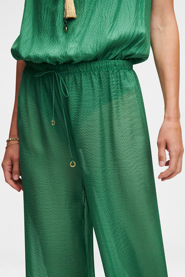Forest Green Silk Trousers, wavy 100% Grade 6A mulberry silk, image 5, HANNE BLOCH