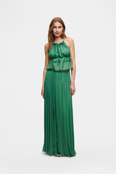 Forest Green Silk String Set, skirt and string top in 100% Grade 6A mulberry silk, HANNE BLOCH
