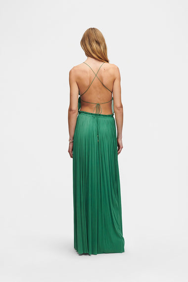 Forest Green Silk String Set, skirt and string top in 100% Grade 6A mulberry silk, image 4, HANNE BLOCH