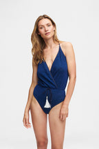 Ocean Blue Glitter V-Swimsuit