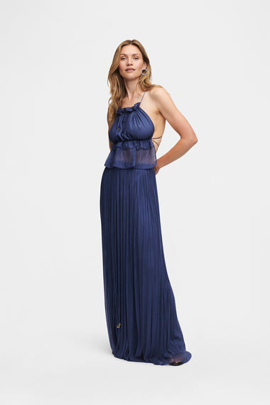 Ocean Blue Silk String Set, skirt and string top in 100% Grade 6A mulberry silk, image 4, HANNE BLOCH
