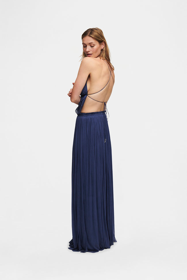 Ocean Blue Silk Tulle Skirt