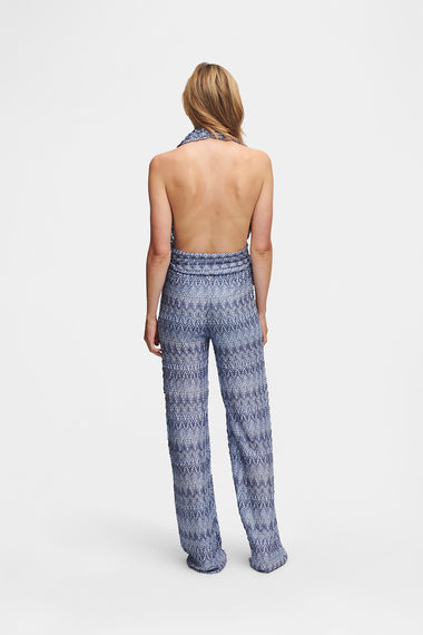 Blue Knit Set, scarf top and trousers in Italian knit, image 5, HANNE BLOCH