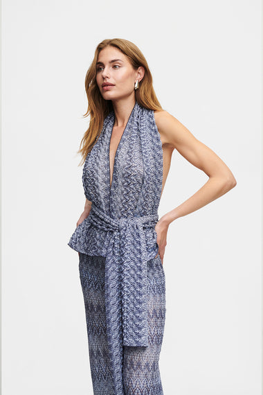 Ocean Knit Scarf Top, Italian knit with pins, HANNE BLOCH