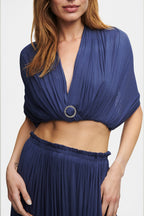 Ocean Blue Silk Tulle Skirt & Top Set