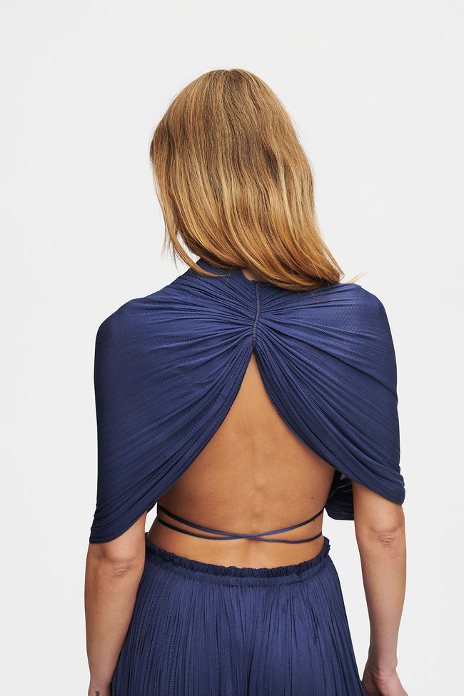 Ocean Blue Silk Tulle Top