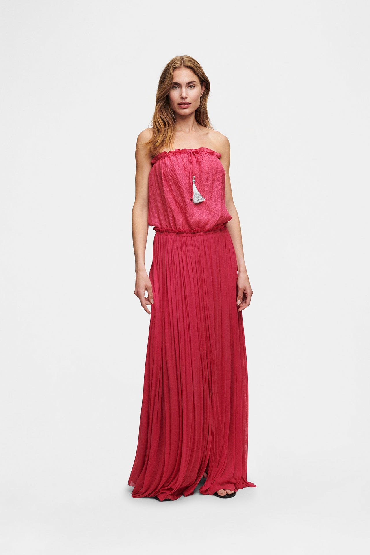 Pink Bandeau Silk Swimsuit with 100% Grade 6A silk top, image 9, HANNE BLOCH
