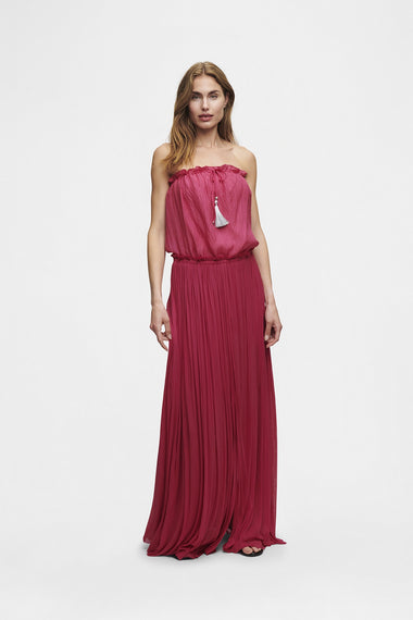 Pink Silk Bandeau Set, silk tulle skirt with bandeau silk swimsuit, HANNE BLOCH