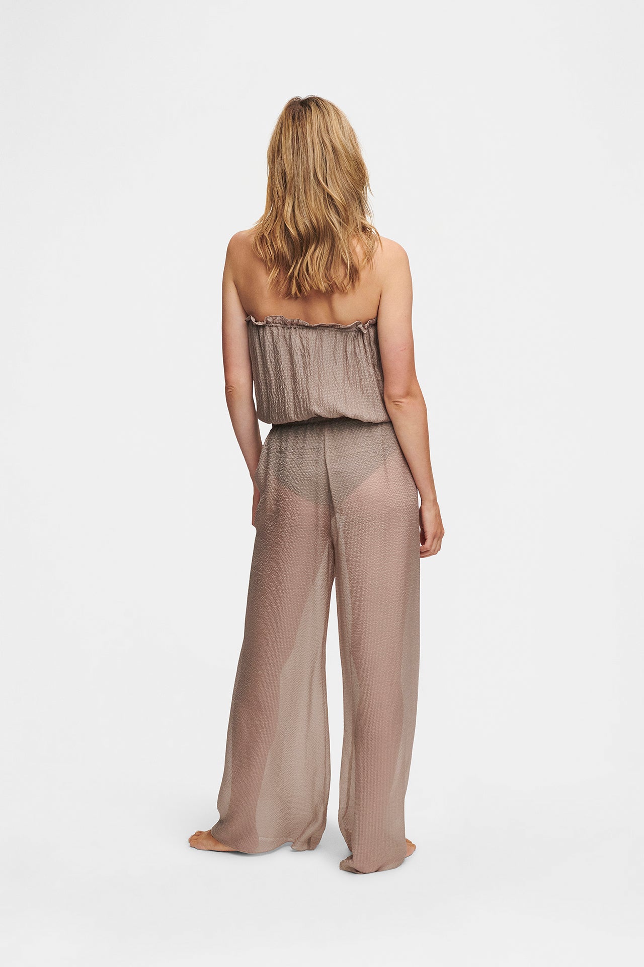 Taupe Silk Trousers, wavy 100% Grade 6A mulberry silk, image 3, HANNE BLOCH