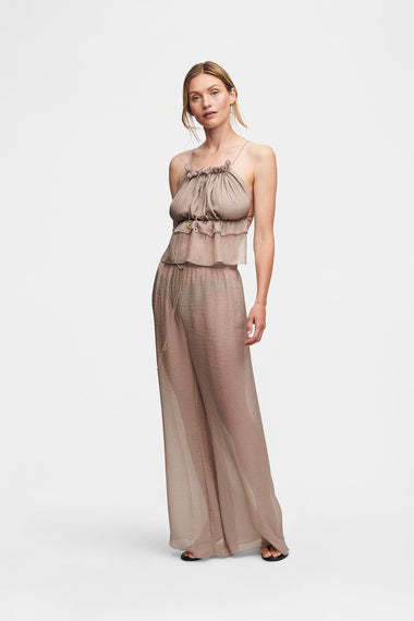 Taupe String Silk Top, 100% Grade 6A mulberry silk, image 3, HANNE BLOCH