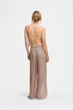 Taupe String Silk Top