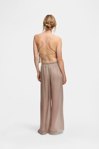Taupe String Silk Top, 100% Grade 6A mulberry silk, image 4, HANNE BLOCH