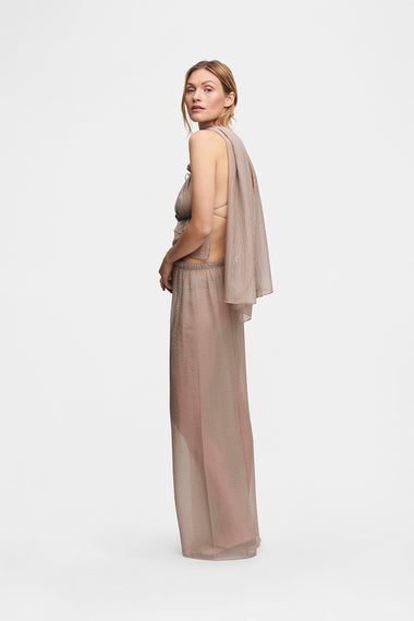 Taupe String Silk Top, 100% Grade 6A mulberry silk, image 5, HANNE BLOCH
