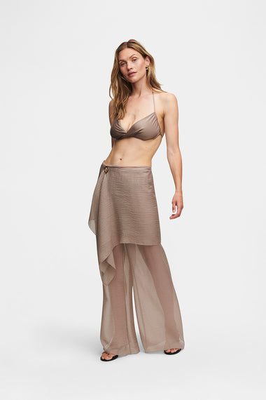 Taupe Adjustable Top swim top, shown on model wearing size S, HANNE BLOCH