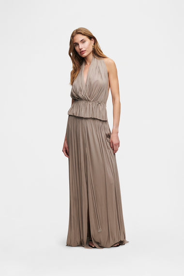 Taupe Silk Tulle Set, skirt and top in 100% Grade 6A mulberry silk, HANNE BLOCH
