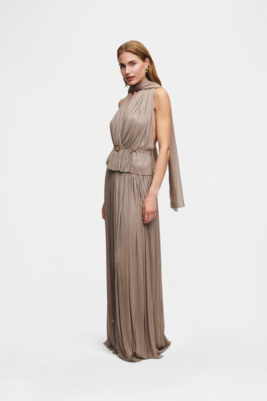 Taupe Silk Tulle Set, skirt and top in 100% Grade 6A mulberry silk, image 4, HANNE BLOCH