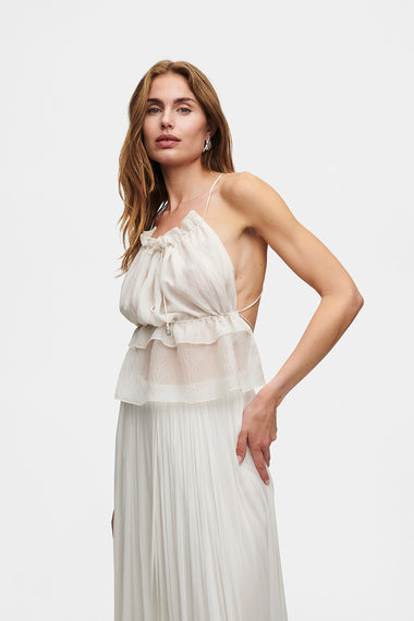 White Silk String Set, skirt and string top in 100% Grade 6A mulberry silk, image 3, HANNE BLOCH