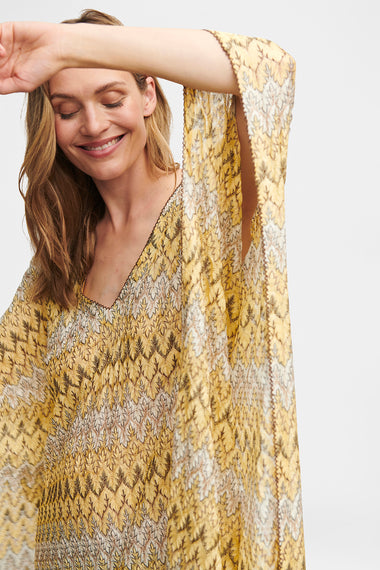Yellow Knit Kaftan, one-size Italian knit, image 4, HANNE BLOCH