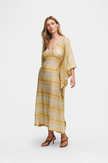 Yellow Knit Kaftan, one-size Italian knit, HANNE BLOCH