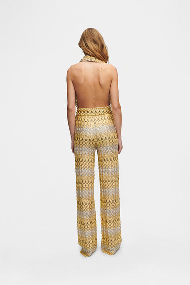 Yellow Knit Set, scarf top and trousers in Italian knit, image 5, HANNE BLOCH