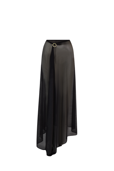 Black Silk Tulle Scarf, raw-cut 100% Grade 6A mulberry silk tulle, image 3, HANNE BLOCH