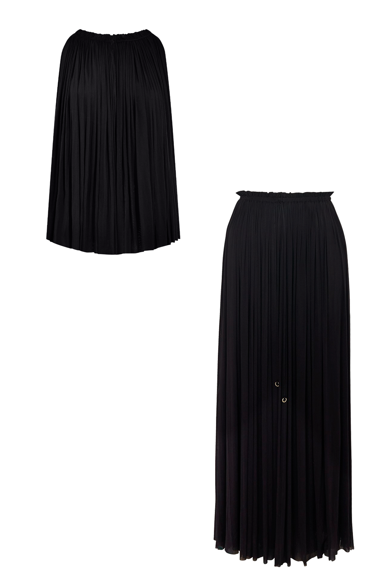 Black Silk Halter Set, skirt and halter top in 100% Grade 6A mulberry silk, HANNE BLOCH