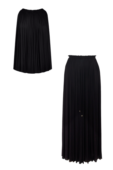 Black Silk Halter Set, skirt and halter top in 100% Grade 6A mulberry silk, HANNE BLOCH