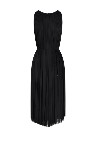 Black Silk Tulle Halter Dress, floor-length 100% Grade 6A mulberry silk, HANNE BLOCH