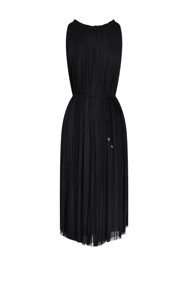 Black Silk Tulle Halter Dress