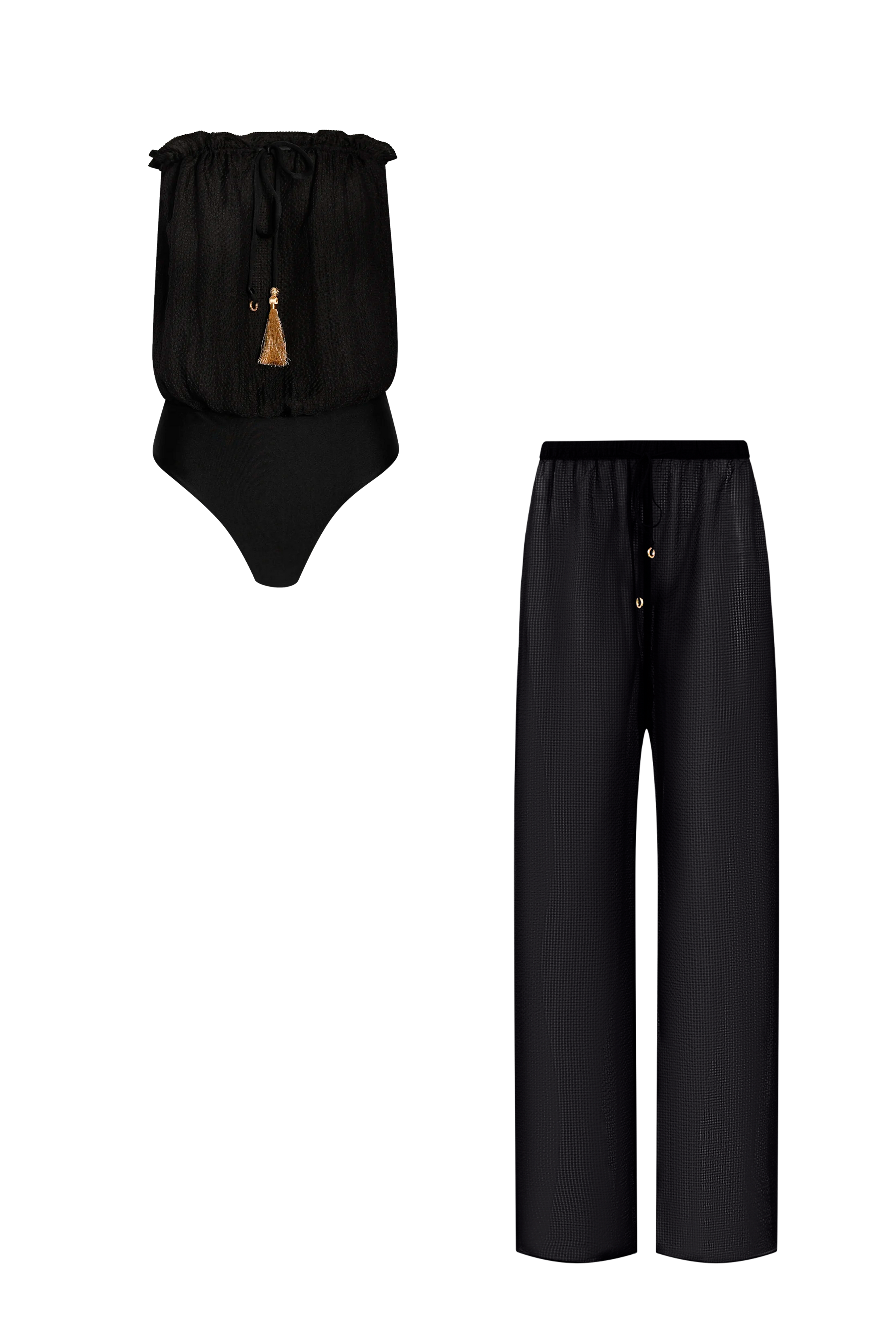 Silk Trousers Bandeau Set