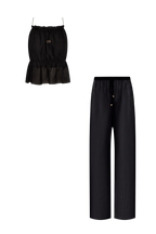 Black Silk Trousers String Set, trousers and string top in Grade 6A silk, HANNE BLOCH