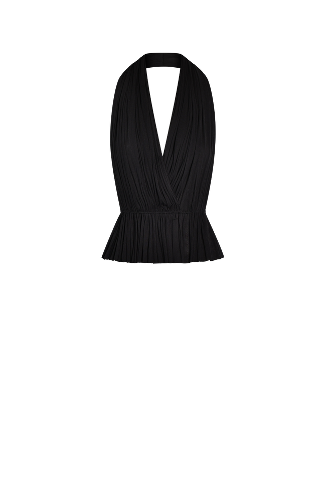 Black Silk Tulle Top