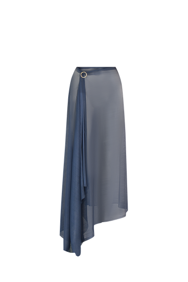 Ocean Blue Silk Tulle Scarf, raw-cut 100% Grade 6A mulberry silk tulle, image 5, HANNE BLOCH