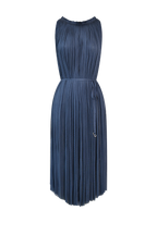 Ocean Blue Silk Tulle Halter Dress