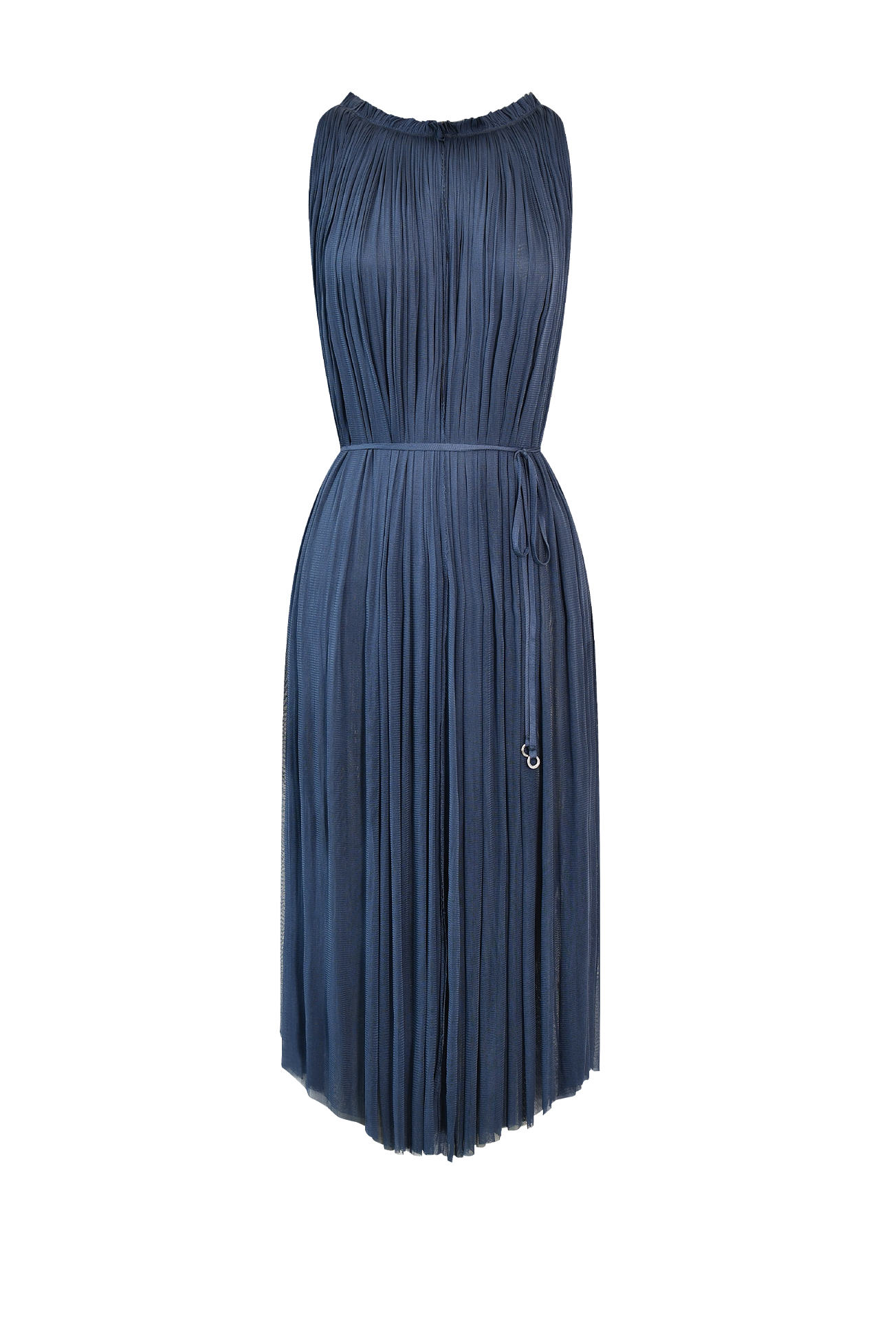 Ocean Blue Silk Tulle Halter Dress