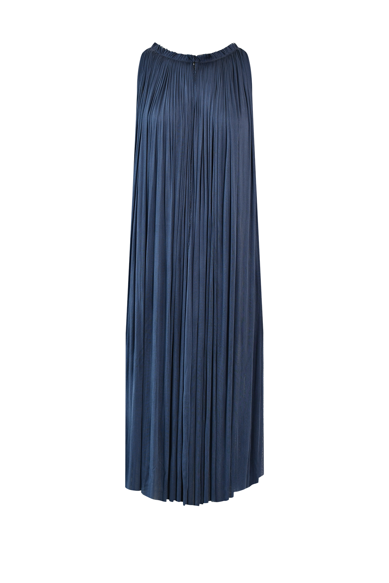 Ocean Blue Silk Tulle Halter Dress