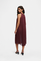 Bordeaux Silk Tulle Halter Dress