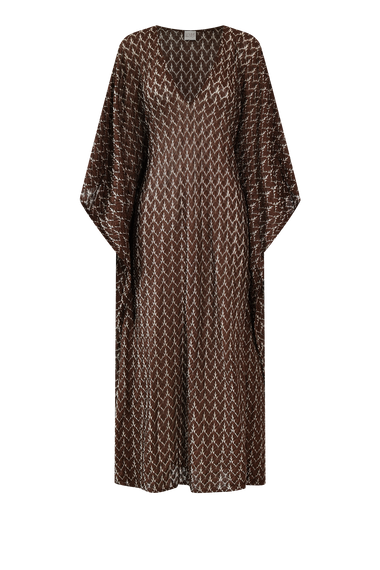 Brown Gold Knit Kaftan, one-size Italian knit, HANNE BLOCH