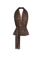 Brown Gold Knit Scarf Set / Top