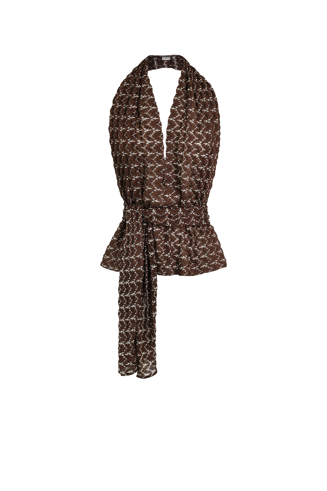 Brown Gold Knit Scarf Set / Top