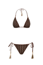 Brown Gold Knit Triangle Bikini