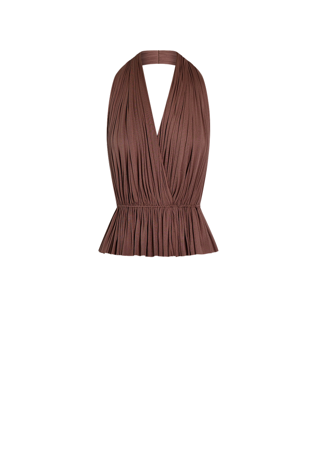 Brown Silk Tulle Top