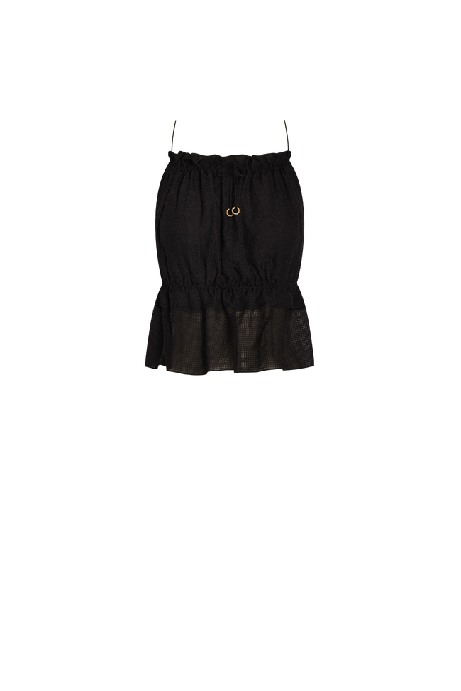 Black String Silk Top