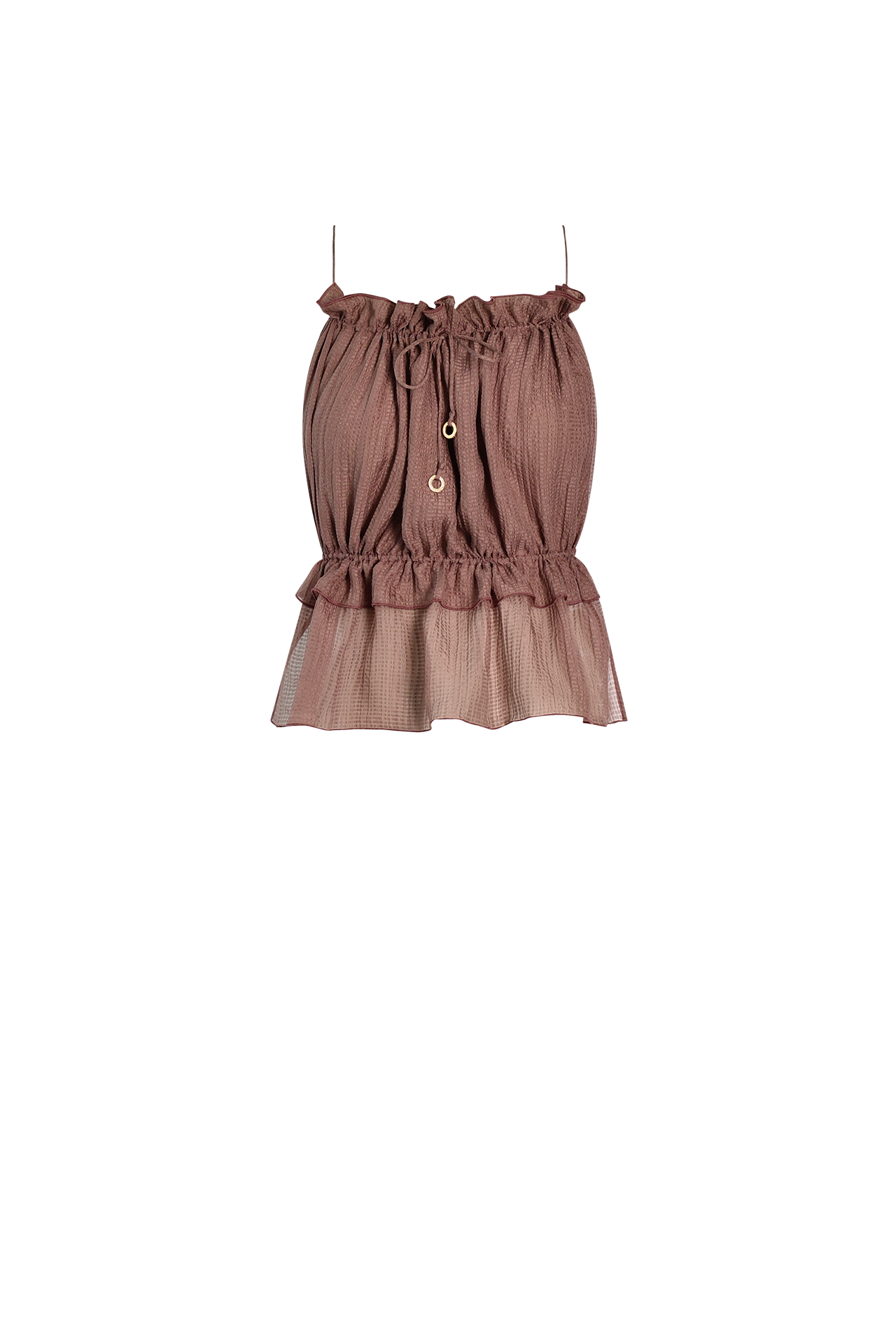 Brown String Silk Top