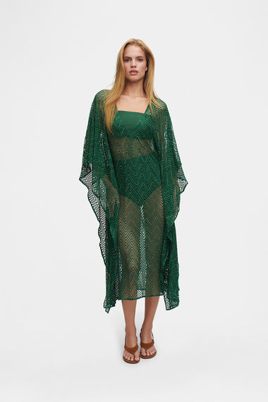 Forest Green Knit Kaftan, one-size Italian knit, image 4, HANNE BLOCH