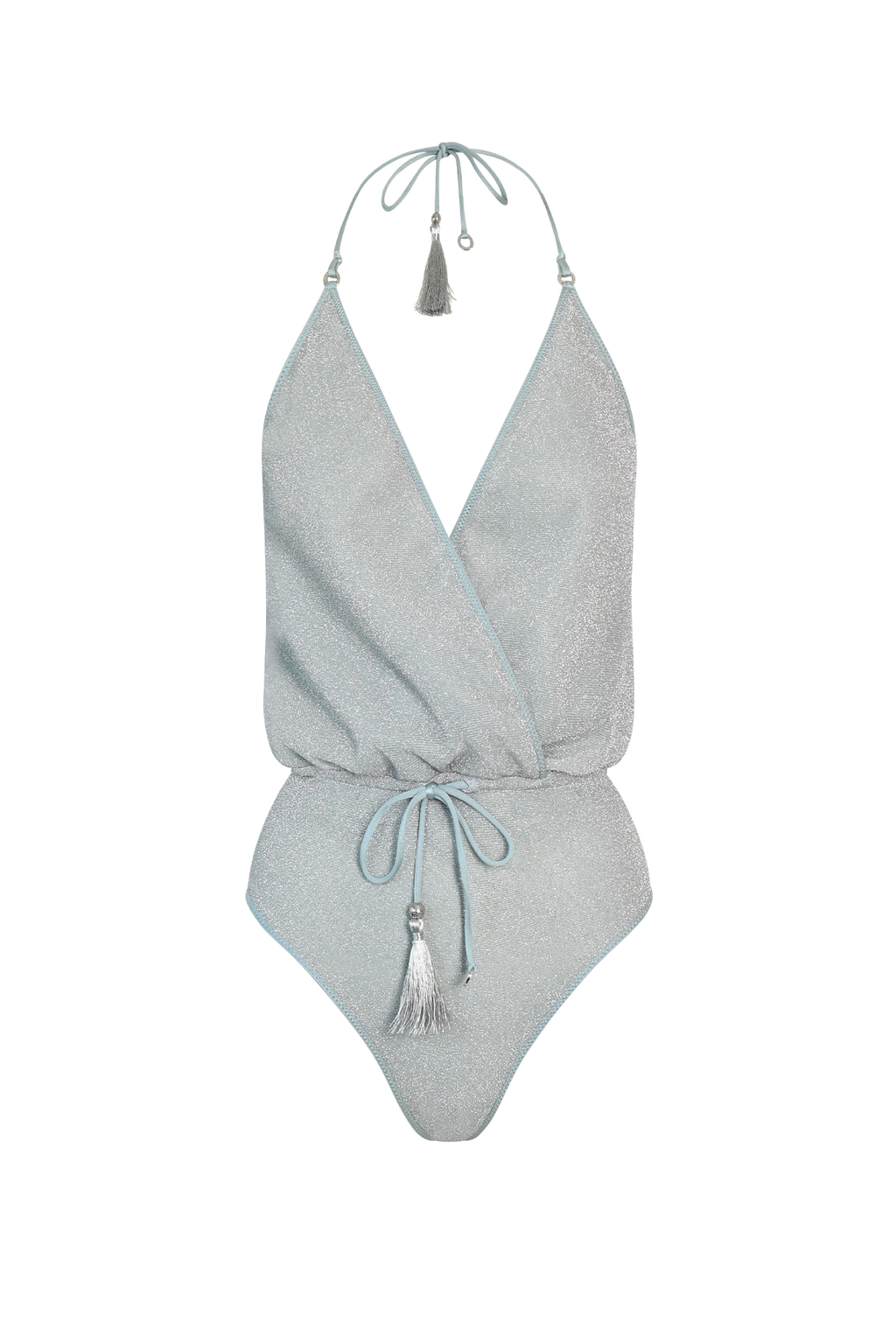 Ice Blue Glitter V-Swimsuit