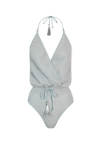 Ice Blue Glitter V-Swimsuit