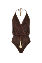 Brown Glitter V-Swimsuit